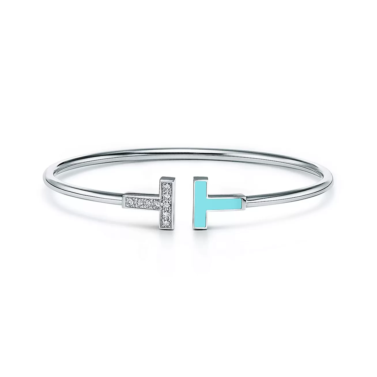 Tiffany & Co. Bracelets | Tiffany T Diamond and Turquoise Wire Bracelet