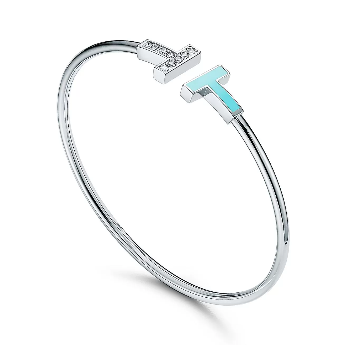 Tiffany & Co. Bracelets | Tiffany T Diamond and Turquoise Wire Bracelet