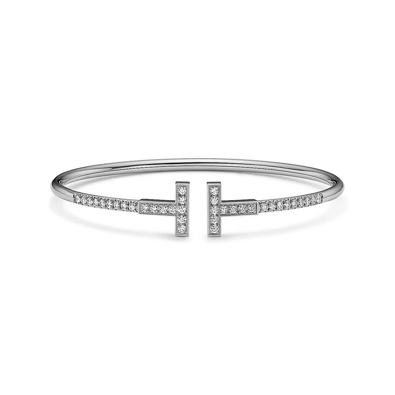 Tiffany & Co. Bracelets | Tiffany T Pavé Diamond Wire Bangle